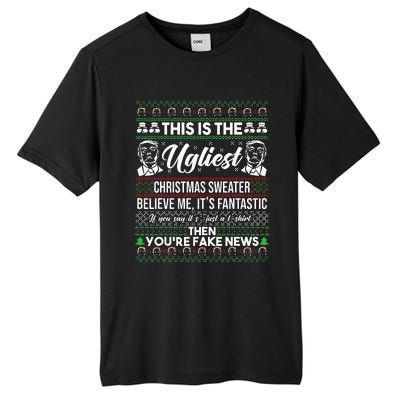 Trump Ugly Christmas Sweater Tall Fusion ChromaSoft Performance T-Shirt