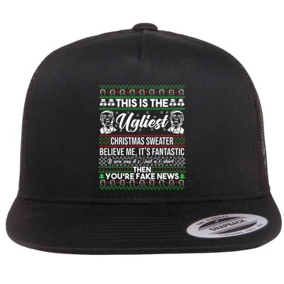 Trump Ugly Christmas Sweater Flatbill Hat