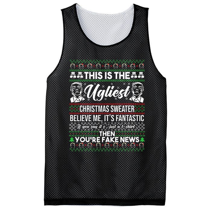 Trump Ugly Christmas Sweater Mesh Reversible Basketball Jersey Tank