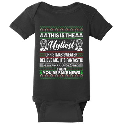 Trump Ugly Christmas Sweater Baby Bodysuit