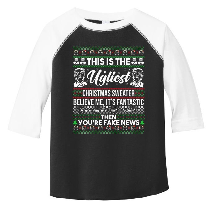 Trump Ugly Christmas Sweater Toddler Fine Jersey T-Shirt