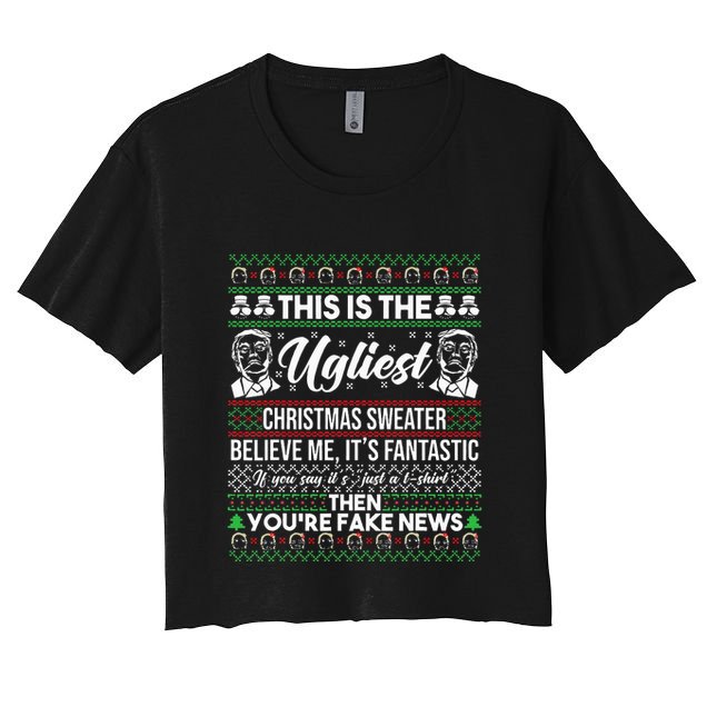 Trump Ugly Christmas Sweater Crop Top