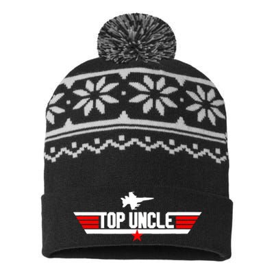 Top Uncle Funny Fathers Day Uncle Gifts USA-Made Snowflake Beanie