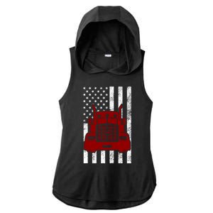 American Trucker USA Flag Ladies PosiCharge Tri-Blend Wicking Draft Hoodie Tank