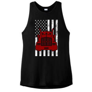 American Trucker USA Flag Ladies PosiCharge Tri-Blend Wicking Tank