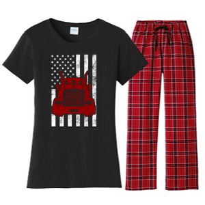 American Trucker USA Flag Women's Flannel Pajama Set