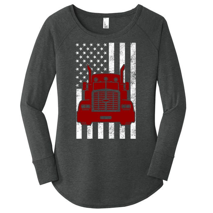 American Trucker USA Flag Women's Perfect Tri Tunic Long Sleeve Shirt