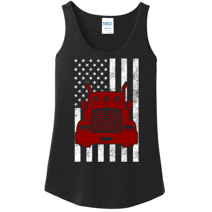 American Trucker USA Flag Ladies Essential Tank