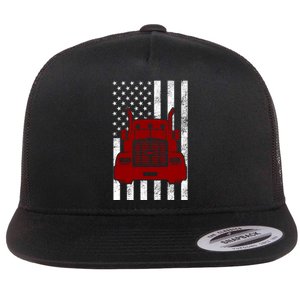 American Trucker USA Flag Flat Bill Trucker Hat