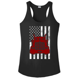 American Trucker USA Flag Ladies PosiCharge Competitor Racerback Tank