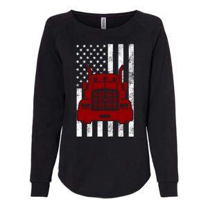 American Trucker USA Flag Womens California Wash Sweatshirt