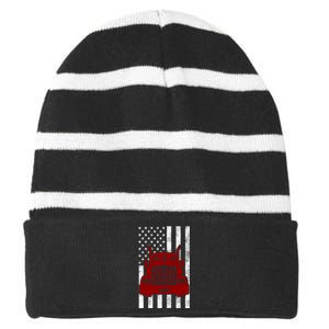 American Trucker USA Flag Striped Beanie with Solid Band