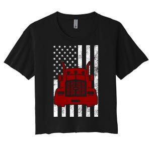 American Trucker USA Flag Women's Crop Top Tee