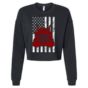 American Trucker USA Flag Cropped Pullover Crew