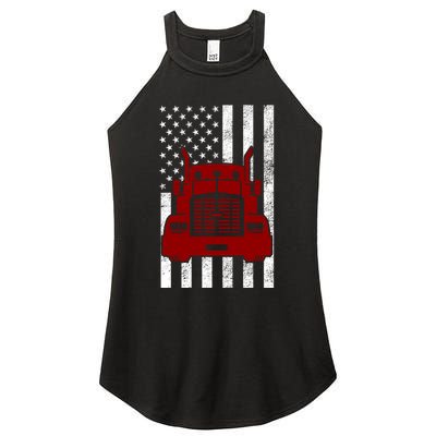 American Trucker USA Flag Women's Perfect Tri Rocker Tank