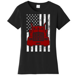 American Trucker USA Flag Women's T-Shirt