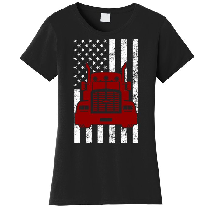 American Trucker USA Flag Women's T-Shirt