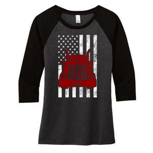 American Trucker USA Flag Women's Tri-Blend 3/4-Sleeve Raglan Shirt