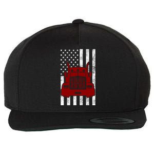 American Trucker USA Flag Wool Snapback Cap