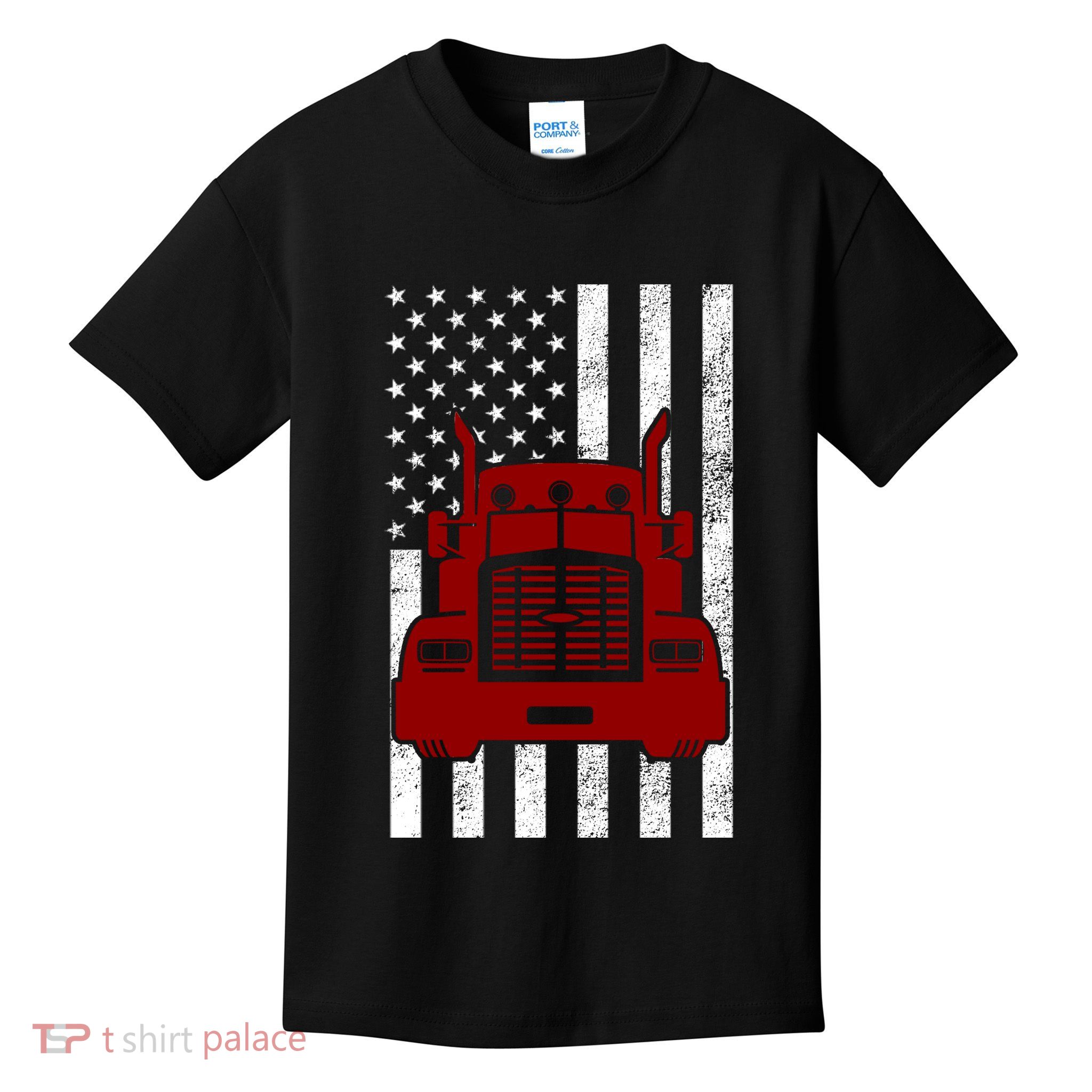American Trucker USA Flag Kids T-Shirt