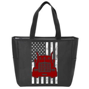 American Trucker USA Flag Zip Tote Bag