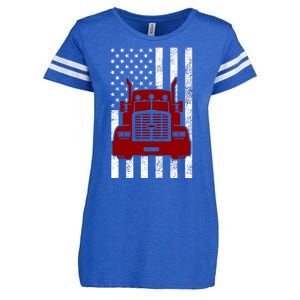 American Trucker USA Flag Enza Ladies Jersey Football T-Shirt