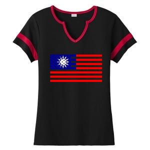 Taiwan Usa Flag Taiwanese American Citizen Nationality Gift Ladies Halftime Notch Neck Tee