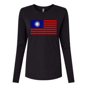 Taiwan Usa Flag Taiwanese American Citizen Nationality Gift Womens Cotton Relaxed Long Sleeve T-Shirt