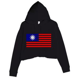 Taiwan Usa Flag Taiwanese American Citizen Nationality Gift Crop Fleece Hoodie