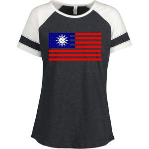 Taiwan Usa Flag Taiwanese American Citizen Nationality Gift Enza Ladies Jersey Colorblock Tee