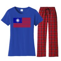 Taiwan Usa Flag Taiwanese American Citizen Nationality Gift Women's Flannel Pajama Set