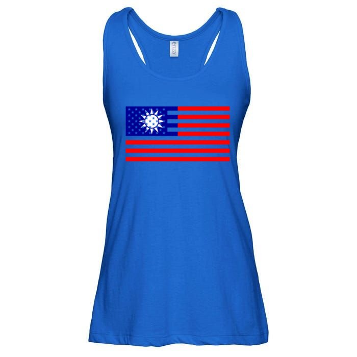 Taiwan Usa Flag Taiwanese American Citizen Nationality Gift Ladies Essential Flowy Tank