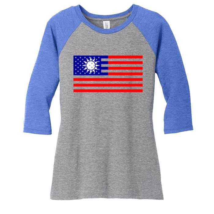 Taiwan Usa Flag Taiwanese American Citizen Nationality Gift Women's Tri-Blend 3/4-Sleeve Raglan Shirt