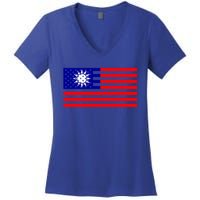 Taiwan Usa Flag Taiwanese American Citizen Nationality Gift Women's V-Neck T-Shirt