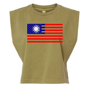 Taiwan Usa Flag Taiwanese American Citizen Nationality Gift Garment-Dyed Women's Muscle Tee