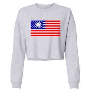 Taiwan Usa Flag Taiwanese American Citizen Nationality Gift Cropped Pullover Crew