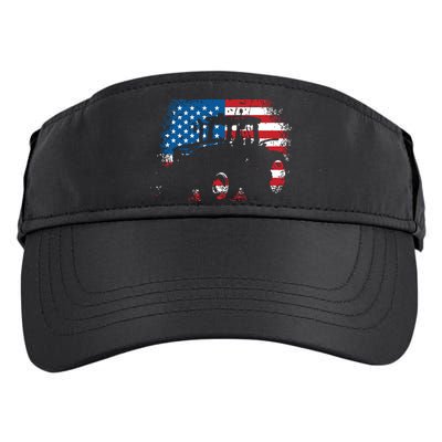Tractor USA Flag Design For Patriotic Farmer Adult Drive Performance Visor