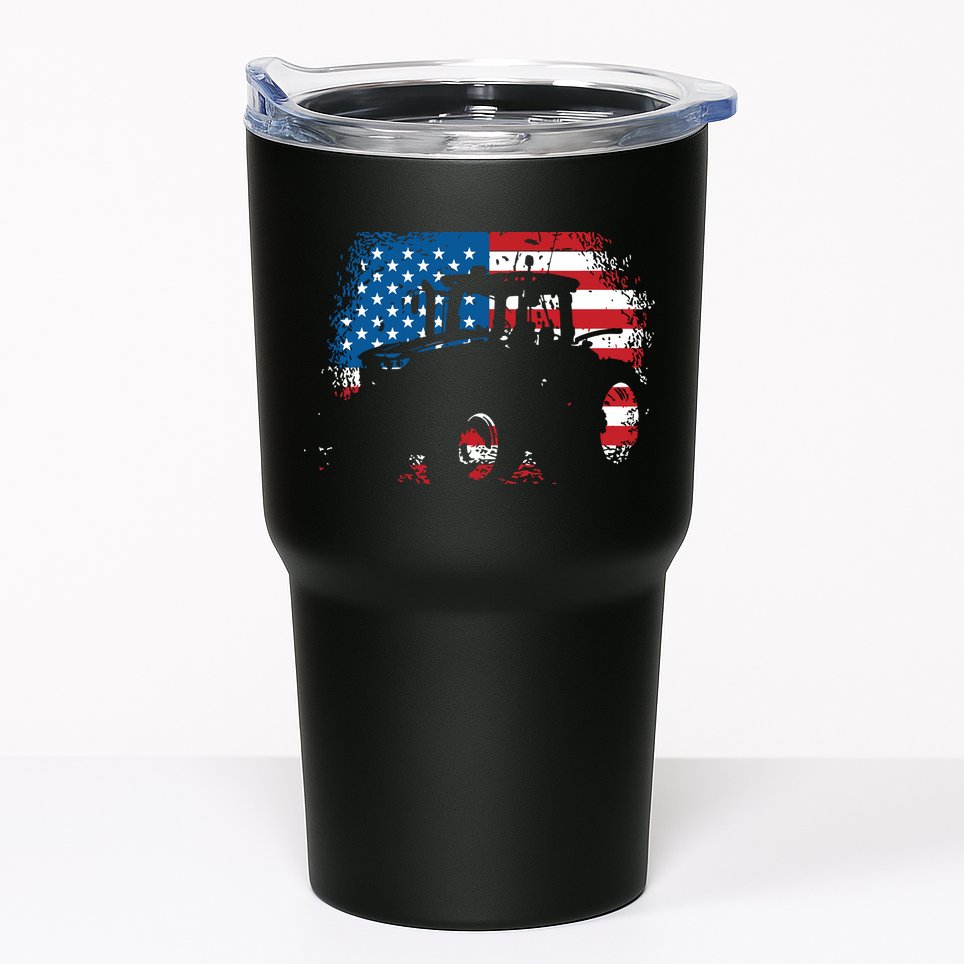 Tractor USA Flag Design For Patriotic Farmer Tumbler