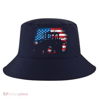 Tractor USA Flag Design For Patriotic Farmer Cool Comfort Performance Bucket Hat