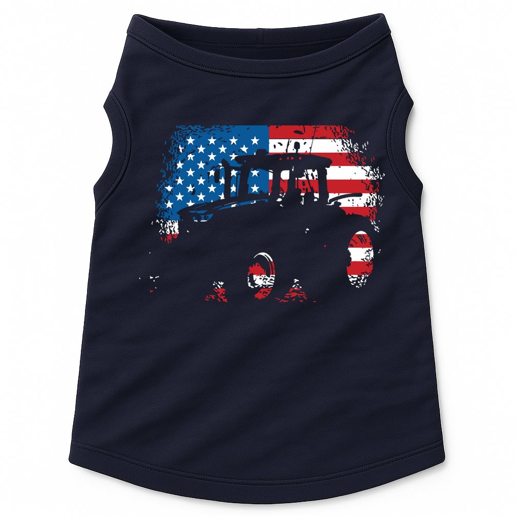 Tractor USA Flag Design For Patriotic Farmer Doggie Tank