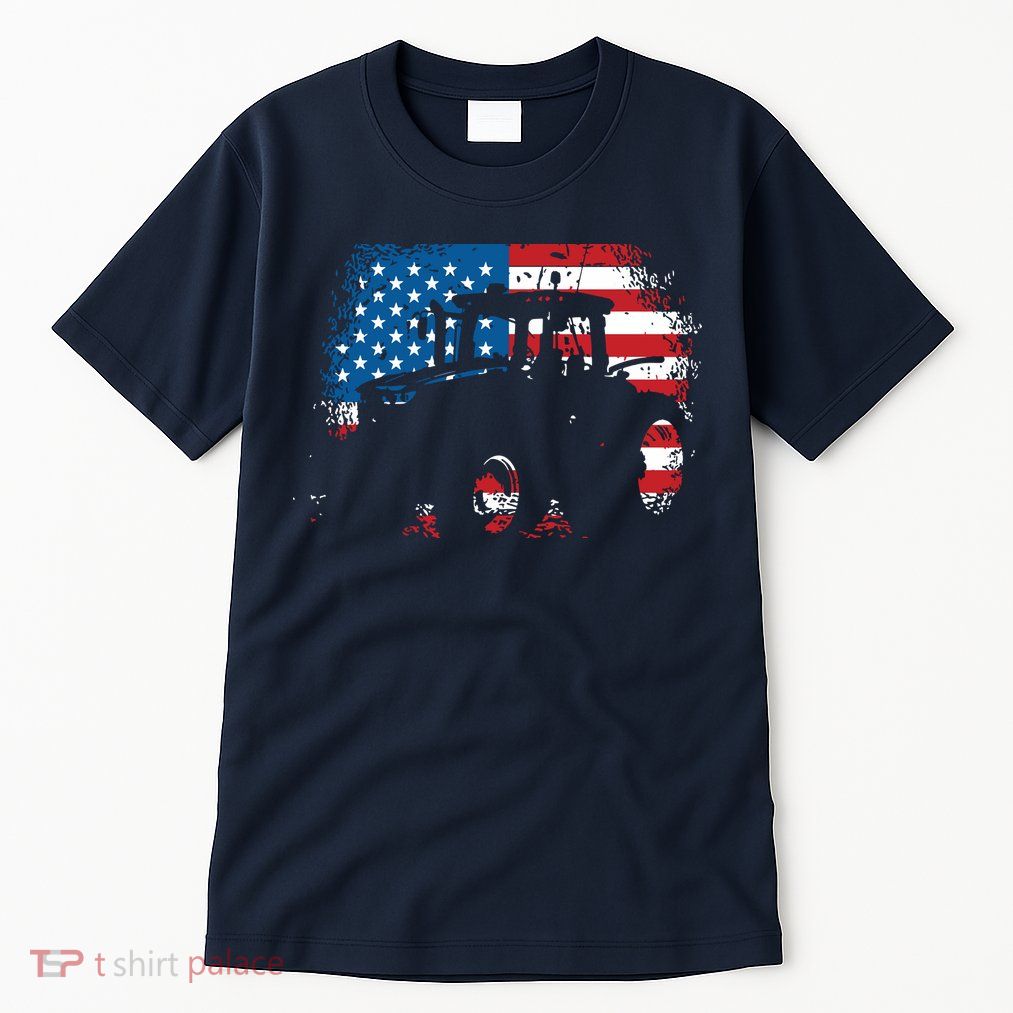 Tractor USA Flag Design For Patriotic Farmer Tall T-Shirt