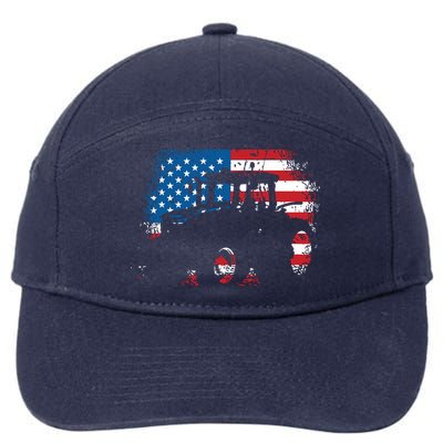 Tractor USA Flag Design For Patriotic Farmer 7-Panel Snapback Hat