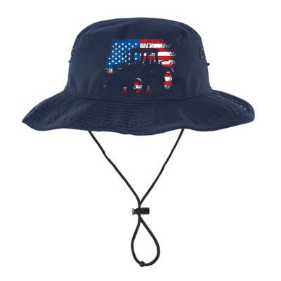 Tractor USA Flag Design For Patriotic Farmer Bucket Hat