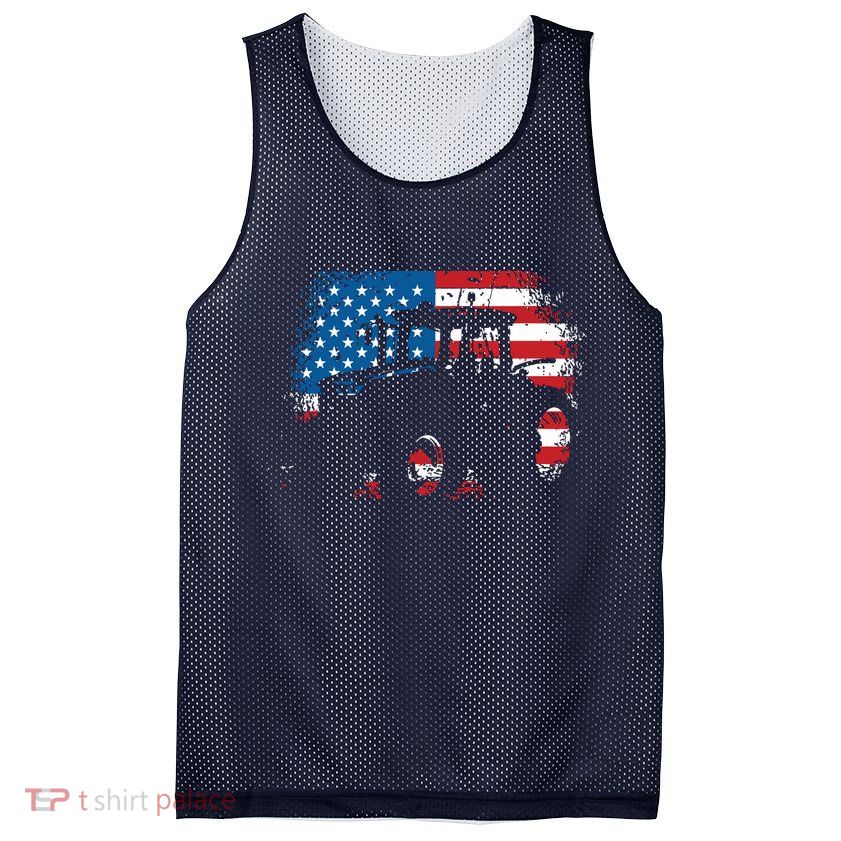 Tractor USA Flag Design For Patriotic Farmer Mesh Reversible Basketball Jersey Tank