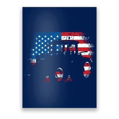 Tractor USA Flag Design For Patriotic Farmer Poster