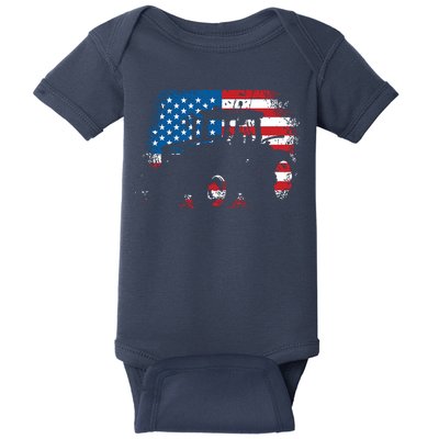 Tractor USA Flag Design For Patriotic Farmer Baby Bodysuit