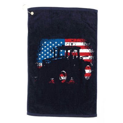Tractor USA Flag Design For Patriotic Farmer Golf Towel