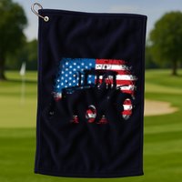 Tractor USA Flag Design For Patriotic Farmer Golf Towel