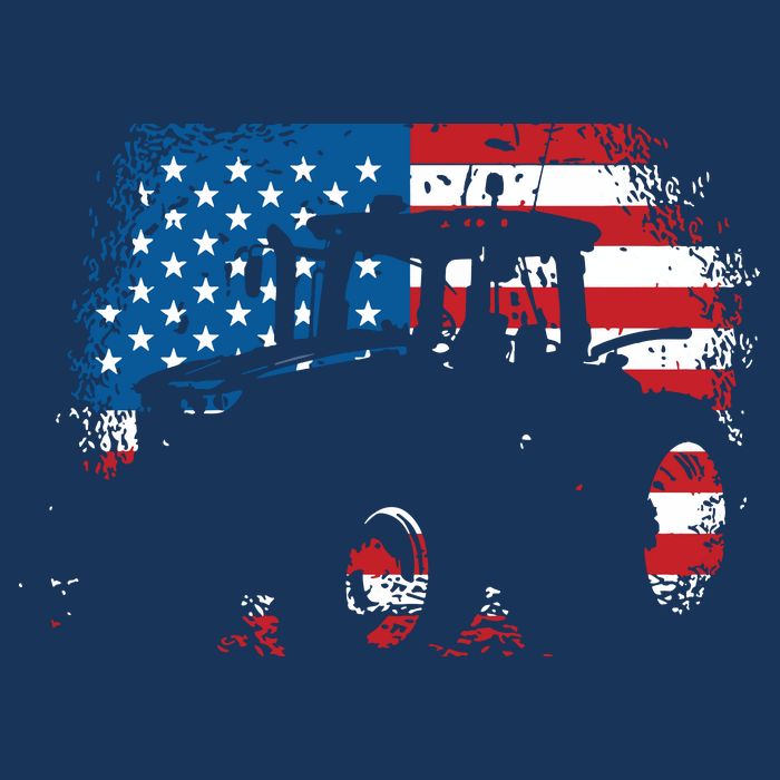 Tractor USA Flag Design For Patriotic Farmer Golf Towel