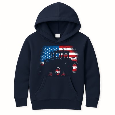 Tractor USA Flag Design For Patriotic Farmer Kids Hoodie